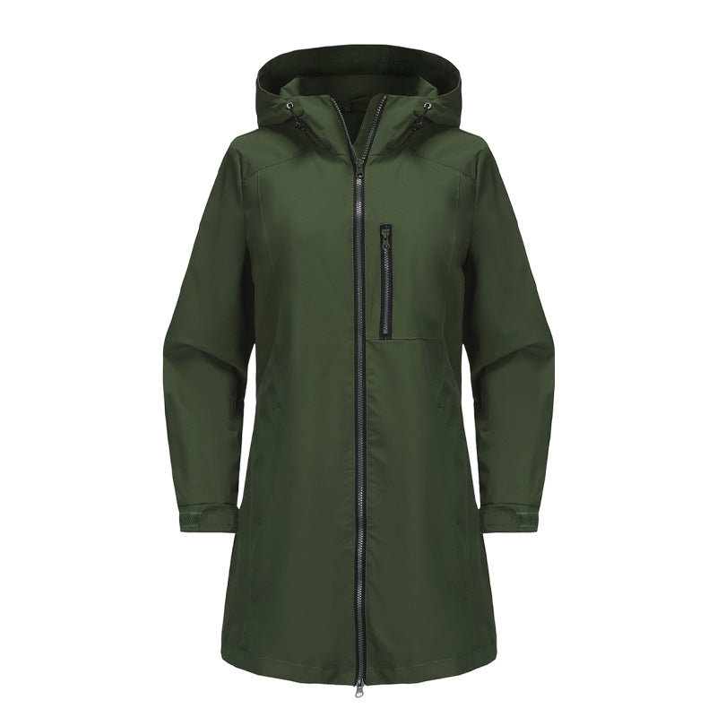 Women’s Casual Waterproof Hooded Mid-Length Jacket