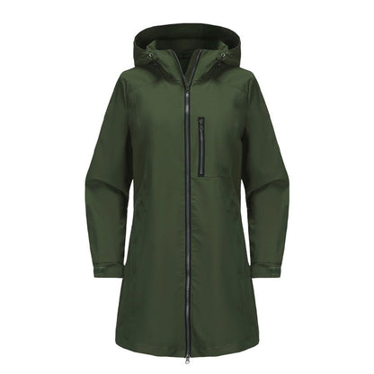 Women’s Casual Waterproof Hooded Mid-Length Jacket