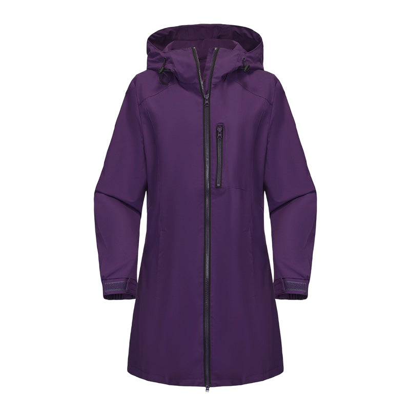 Women’s Casual Waterproof Hooded Mid-Length Jacket