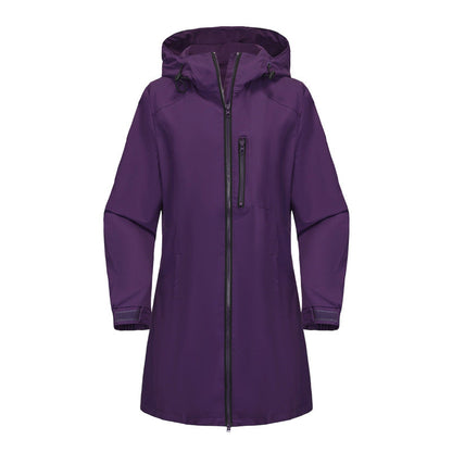 Women’s Casual Waterproof Hooded Mid-Length Jacket