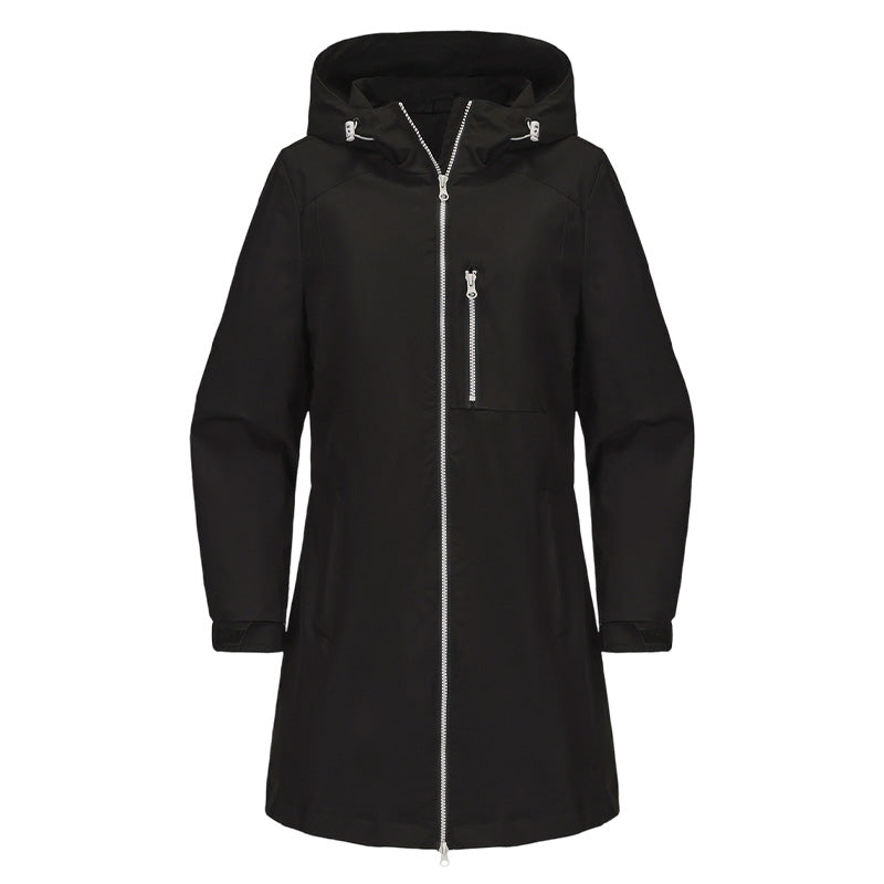 Women’s Casual Waterproof Hooded Mid-Length Jacket