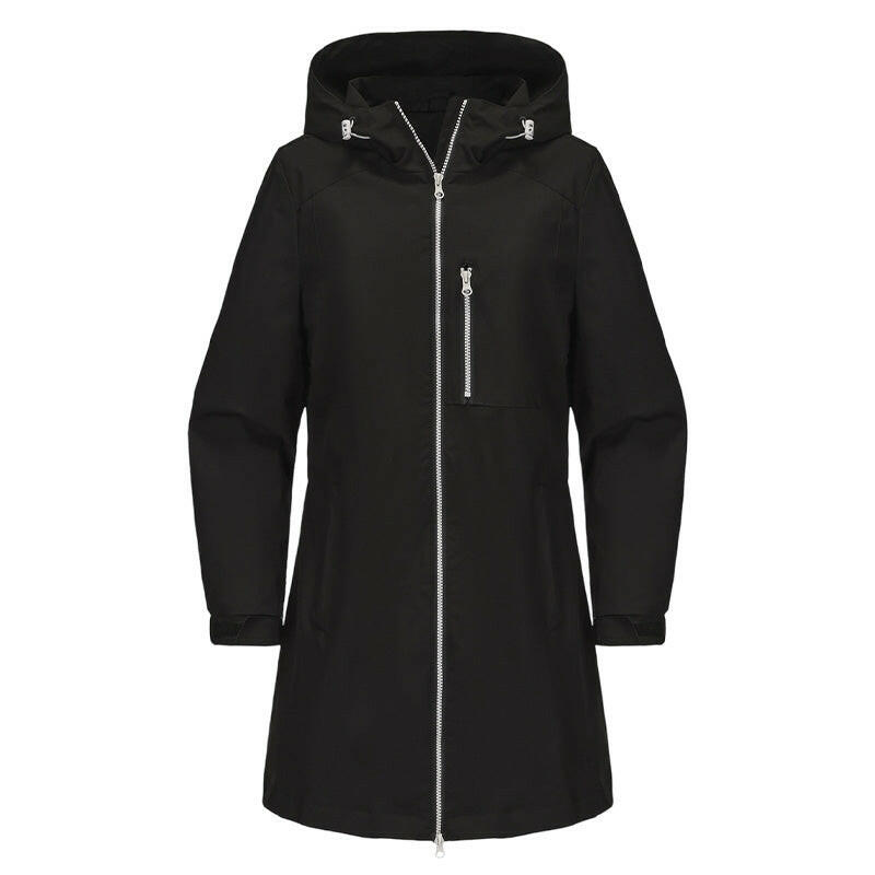 Women’s Casual Waterproof Hooded Mid-Length Jacket