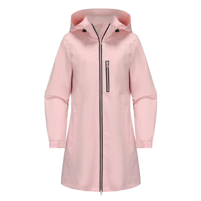 Women’s Casual Waterproof Hooded Mid-Length Jacket