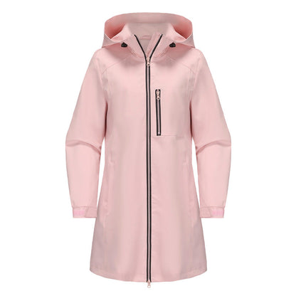 Women’s Casual Waterproof Hooded Mid-Length Jacket