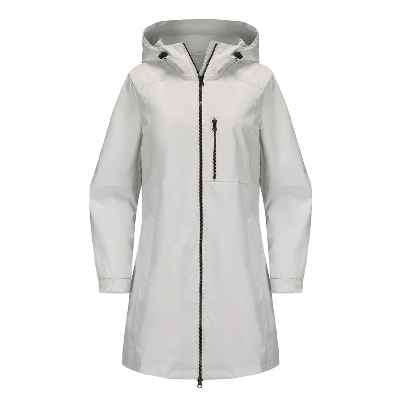 Women’s Casual Waterproof Hooded Mid-Length Jacket