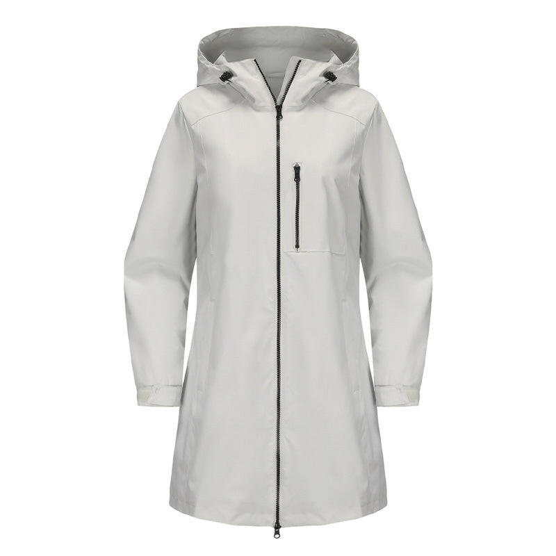 Women’s Casual Waterproof Hooded Mid-Length Jacket