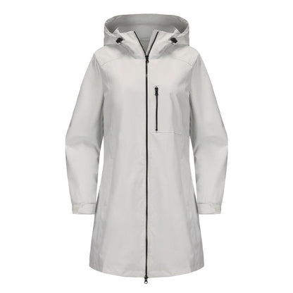 Women’s Casual Waterproof Hooded Mid-Length Jacket