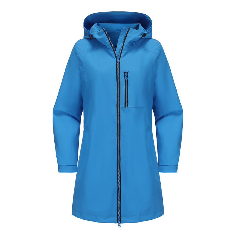 Women’s Casual Waterproof Hooded Mid-Length Jacket