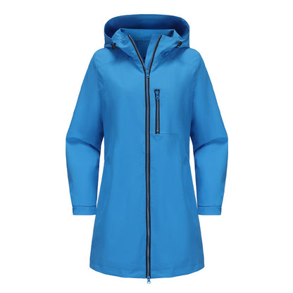 Women’s Casual Waterproof Hooded Mid-Length Jacket