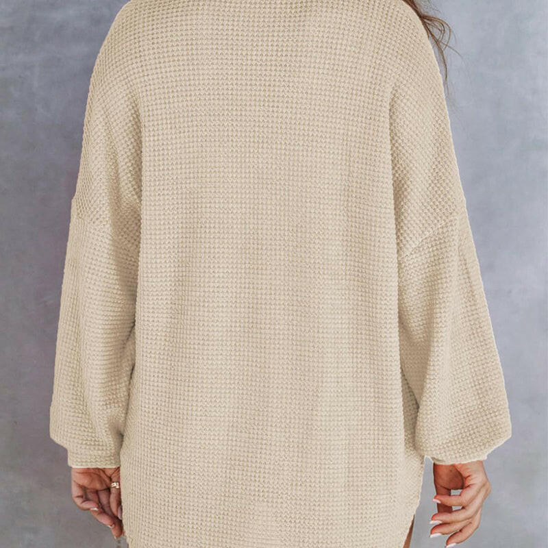 🔥Last Day Sale 49%🔥Women's Waffle Knit Henley Button Shirt Jacket