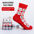 Unisex Mahjong Print Crew Socks