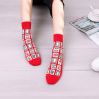 Unisex Mahjong Print Crew Socks