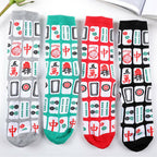 Unisex Mahjong Print Crew Socks