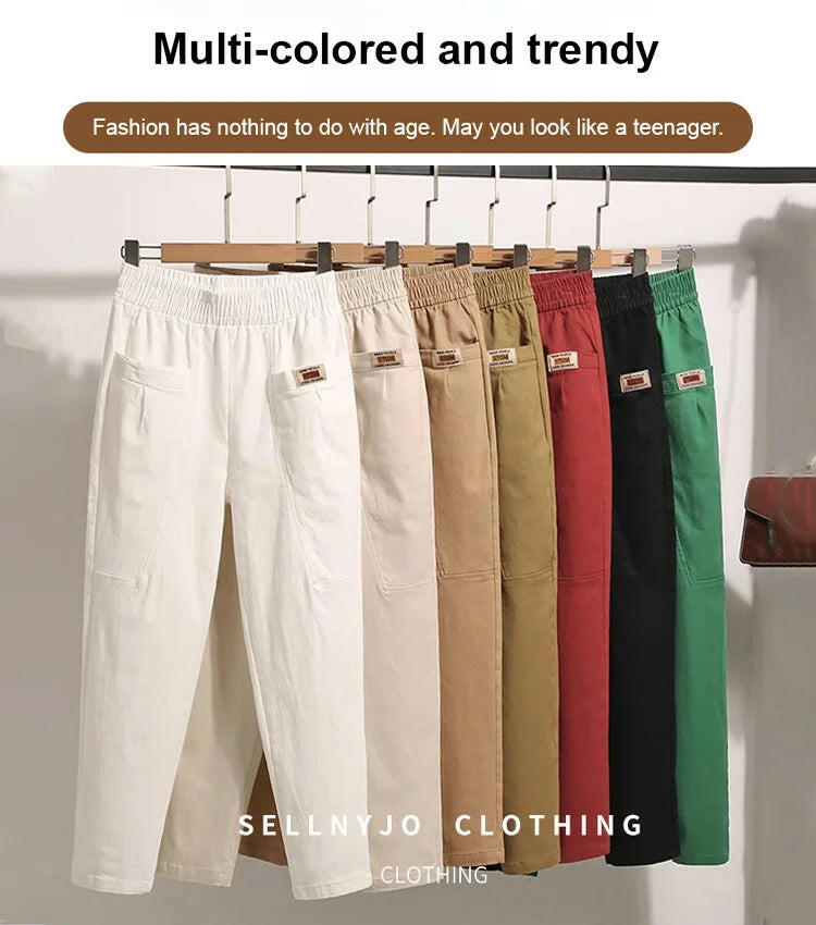 🍂Autumn Sale - 50% Off!💕Nice Gift-Women's Elastic Waist Cotton Pants
