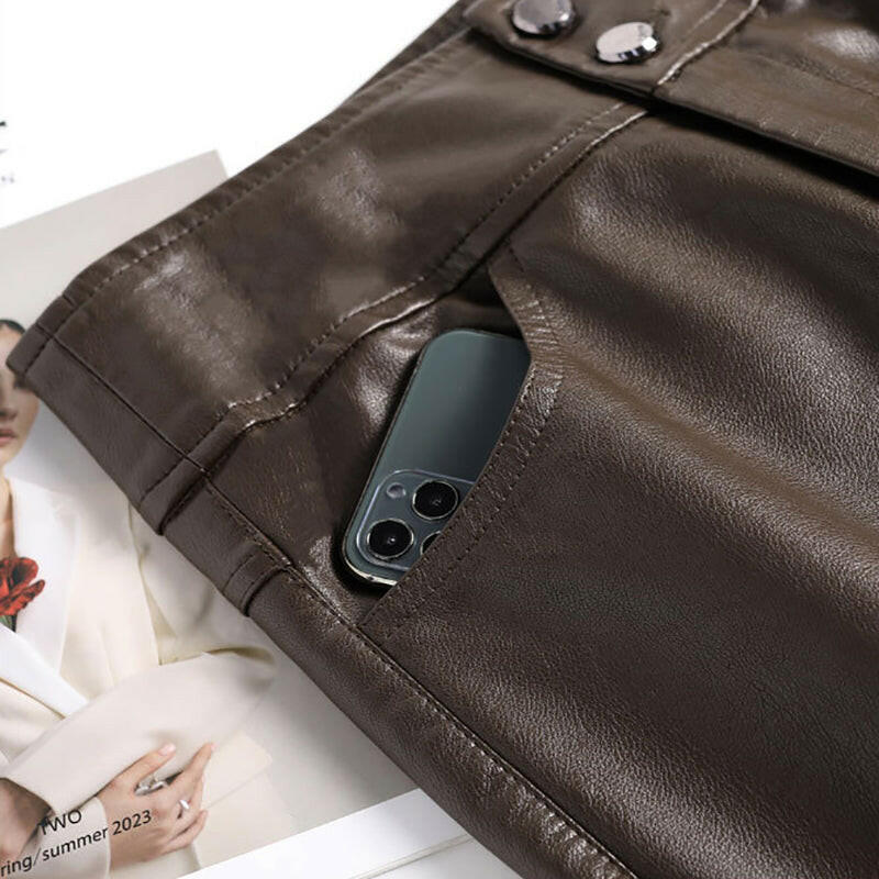 Women's Fashion Wide-Leg Faux Leather Pants