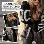 ❄️LAST DAY PROMOTION - 50%OFF 💖 Women’s Patchwork Knit Sleeve Hooded Puffer Jacket