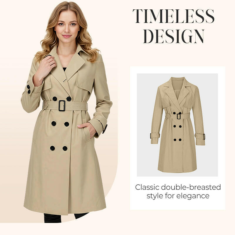 Women's Casual Double-Breasted Trench Coat