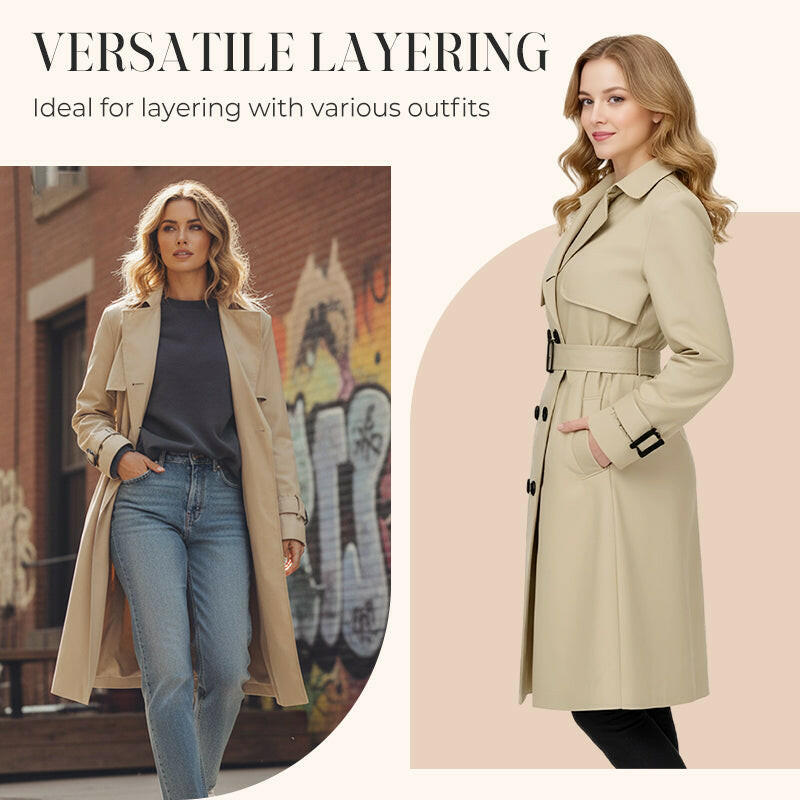 Women's Casual Double-Breasted Trench Coat