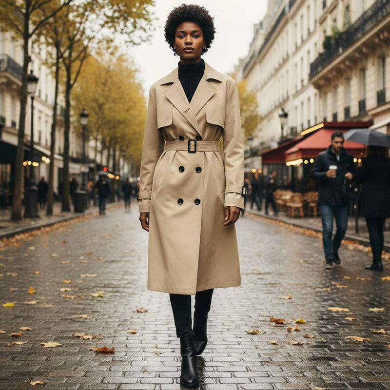 Women's Casual Double-Breasted Trench Coat