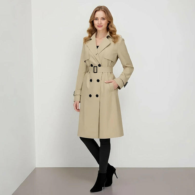 Women's Casual Double-Breasted Trench Coat