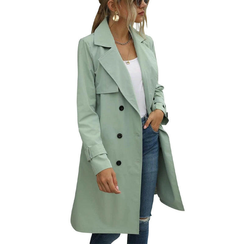 Women's Casual Double-Breasted Trench Coat