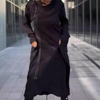 Fashion Deep Pocket Irregular Hem Hooded Coat