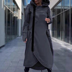 Fashion Deep Pocket Irregular Hem Hooded Coat