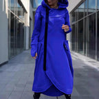 Fashion Deep Pocket Irregular Hem Hooded Coat