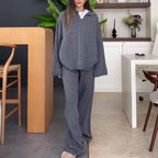 Striped Top & Wide-Leg Pants 2-Piece Set