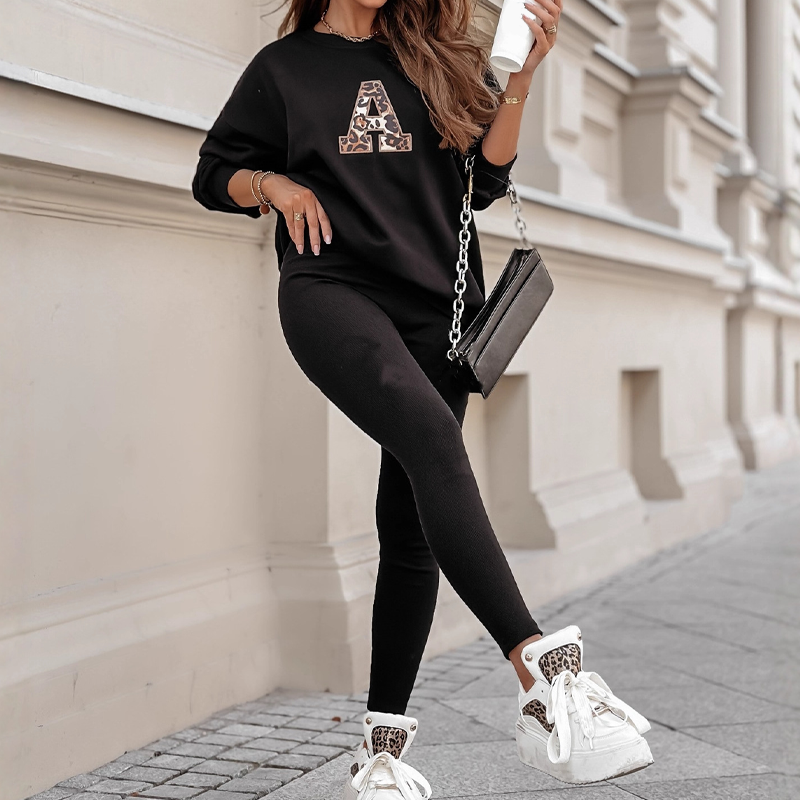 Women's Casual Letter Print Top and Pants Set