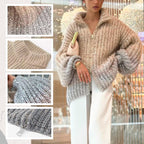 Fashion Sequin Full-Zipper Knit Sweater for Women