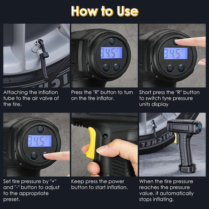 🔥 50% OFF NOW! 🔋 Portable Cordless Air Compressor with Digital Display – Auto-shutoff, fast inflation & perfect for car tires, bikes & sports gear 🚗