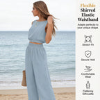🥳2026 HOT SALE🥳💞50K+ SOLD!🏖️💨 50% OFF! Women's 2-Piece Tank Top & Wide-Leg Pants Set – Breathable fabric, shirred elastic waist & deep side pockets. Keep cool & chic all summer. 👗✨
