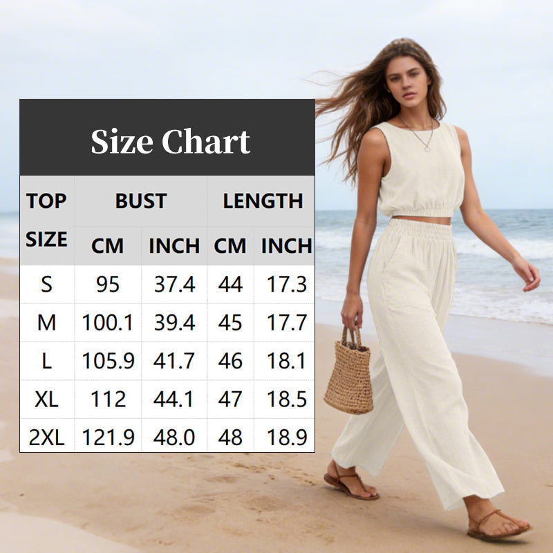 🥳2026 HOT SALE🥳💞50K+ SOLD!🏖️💨 50% OFF! Women's 2-Piece Tank Top & Wide-Leg Pants Set – Breathable fabric, shirred elastic waist & deep side pockets. Keep cool & chic all summer. 👗✨