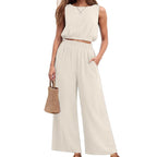 🥳2026 HOT SALE🥳💞50K+ SOLD!🏖️💨 50% OFF! Women's 2-Piece Tank Top & Wide-Leg Pants Set – Breathable fabric, shirred elastic waist & deep side pockets. Keep cool & chic all summer. 👗✨