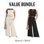 🥳2026 HOT SALE🥳💞50K+ SOLD!🏖️💨 50% OFF! Women's 2-Piece Tank Top & Wide-Leg Pants Set – Breathable fabric, shirred elastic waist & deep side pockets. Keep cool & chic all summer. 👗✨