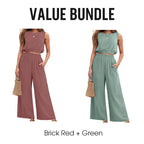 🥳2026 HOT SALE🥳💞50K+ SOLD!🏖️💨 50% OFF! Women's 2-Piece Tank Top & Wide-Leg Pants Set – Breathable fabric, shirred elastic waist & deep side pockets. Keep cool & chic all summer. 👗✨