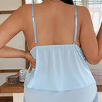 🥳2026 HOT SALE🥳💞50K+ SOLD!👗🌸 50% OFF! Lace Trim Camisole & Shorts Pajama Set – Soft satin-like fabric, adjustable straps & V-neck.