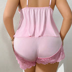 🥳2026 HOT SALE🥳💞50K+ SOLD!👗🌸 50% OFF! Lace Trim Camisole & Shorts Pajama Set – Soft satin-like fabric, adjustable straps & V-neck.