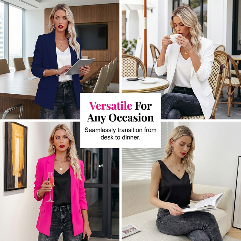 🥳2026 HOT SALE🥳💞50K+ SOLD!🎀💫 50% OFF! Women's Camisole & Blazer Set – Silky cami, structured blazer. No ironing, stays sharp. Great for travel or busy days. A wardrobe powerhouse. 🛡️🕊️