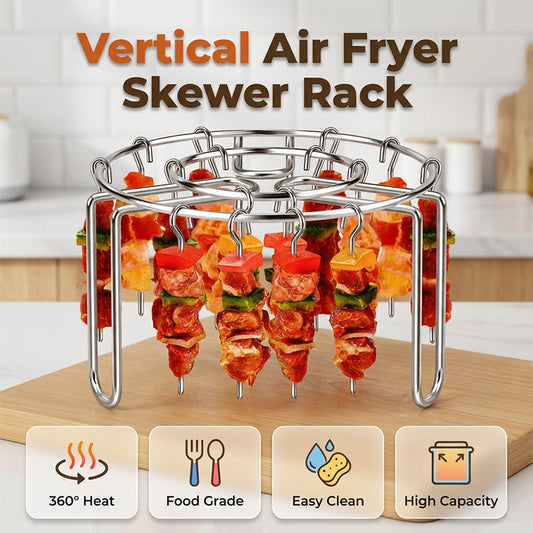 🥰Perfect for family BBQ—enjoy safer, healthier, and more worry-free meals🎁.Stainless Steel Air Fryer Skewer Rack Stand