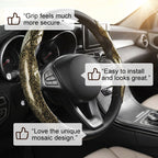 Mosaic Pattern Segmented Steering Wheel Cover