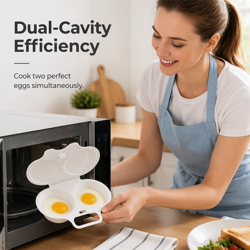 Limited-Time Offer📢Poach Eggs in Minutes! No-Oil Dual-Cavity Microwave Poacher