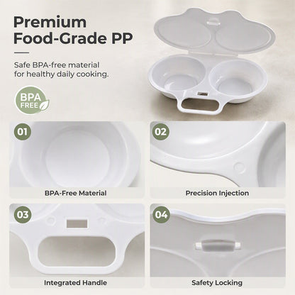 Limited-Time Offer📢Poach Eggs in Minutes! No-Oil Dual-Cavity Microwave Poacher