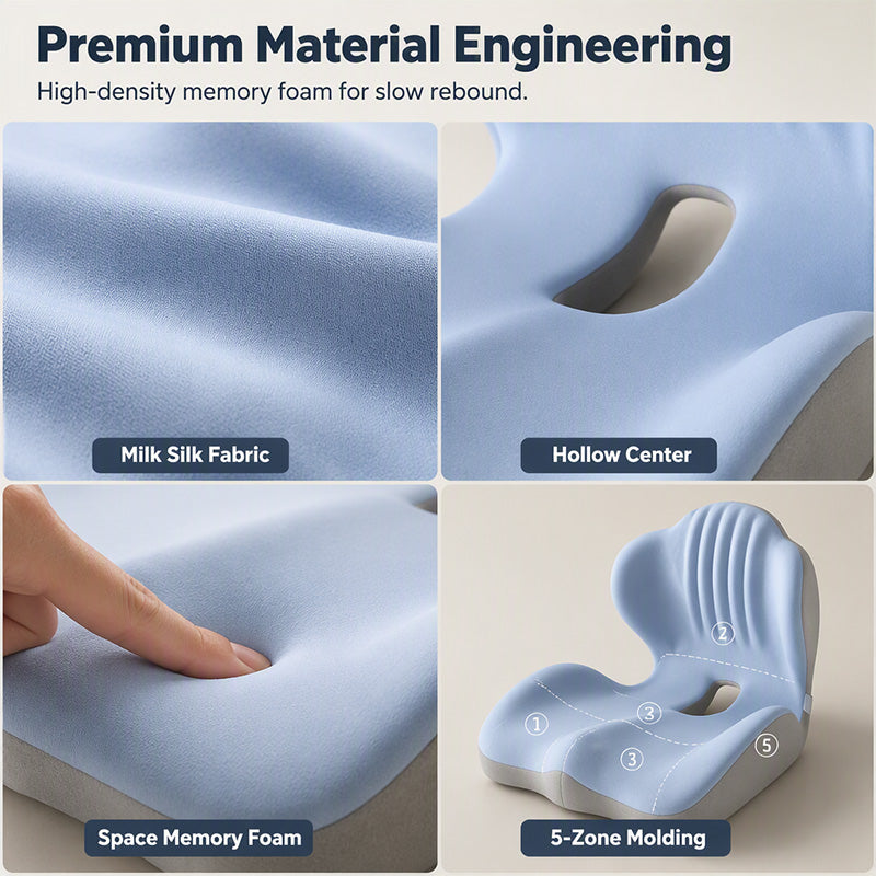 ♥️It's really good for your body♥️.✨Ergonomic Memory Foam Seat Cushion with Back Support – Stay Comfortable All Day, Perfect for Office, Car & Home