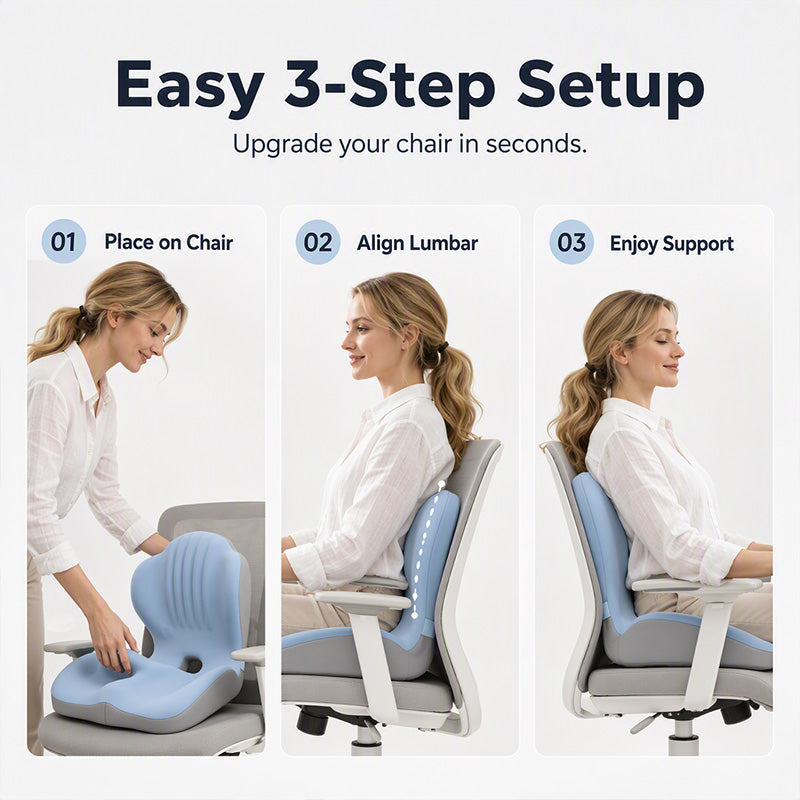 ♥️It's really good for your body♥️.✨Ergonomic Memory Foam Seat Cushion with Back Support – Stay Comfortable All Day, Perfect for Office, Car & Home