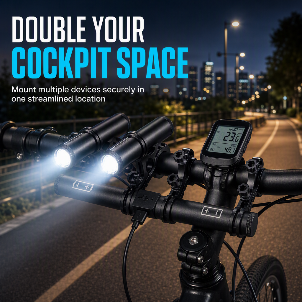 🎁2026 New Arrivals 50% OFF💥Bike Handlebar Extender with USB Power Bank – Waterproof, Vibration‑Resistant Dual Mount Bracket ⚡