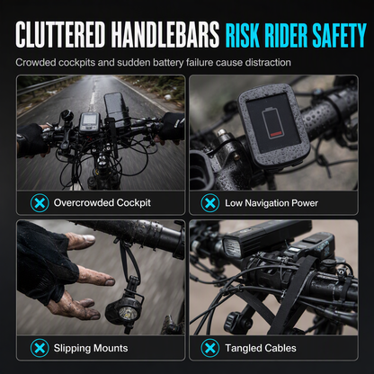 🎁2026 New Arrivals 50% OFF💥Bike Handlebar Extender with USB Power Bank – Waterproof, Vibration‑Resistant Dual Mount Bracket ⚡
