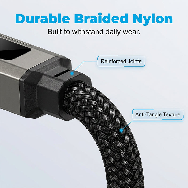 ⏳🔥LIMITED-TIME 50% OFF! ⏰4-in-1 Charging Cable with Digital Display & Keychain – Fast-Charging, Kink-Resistant & Compact