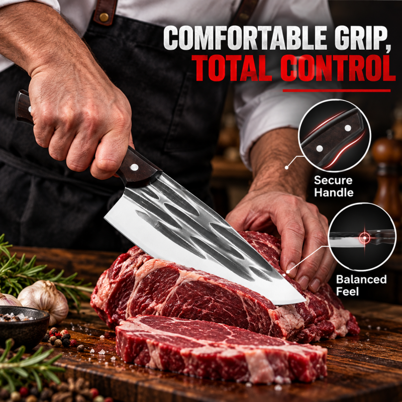 Hot Deal! 50% Off for a Limited Time! A masterpiece by a master blacksmith, designed specifically for cutting hard objects.Ultra-Sharp Kitchen Butcher Knife
